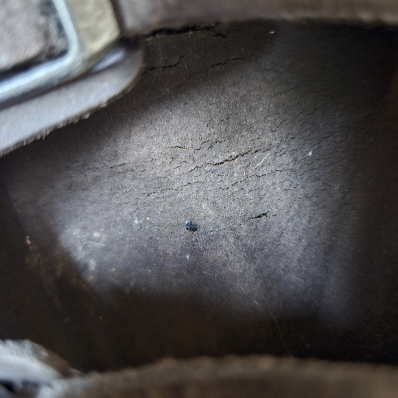 Birkenstock gray brown leather slippers slides sandals - Picture 8 of 16